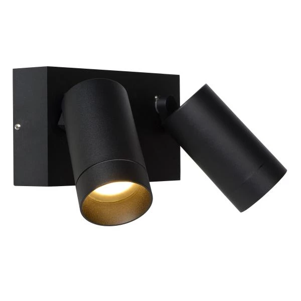 Lucide TAYLOR - Wall spotlight / Wall light Indoor/Outdoor - 2xGU10 - IP54 - Motion Sensor - Black - detail 1